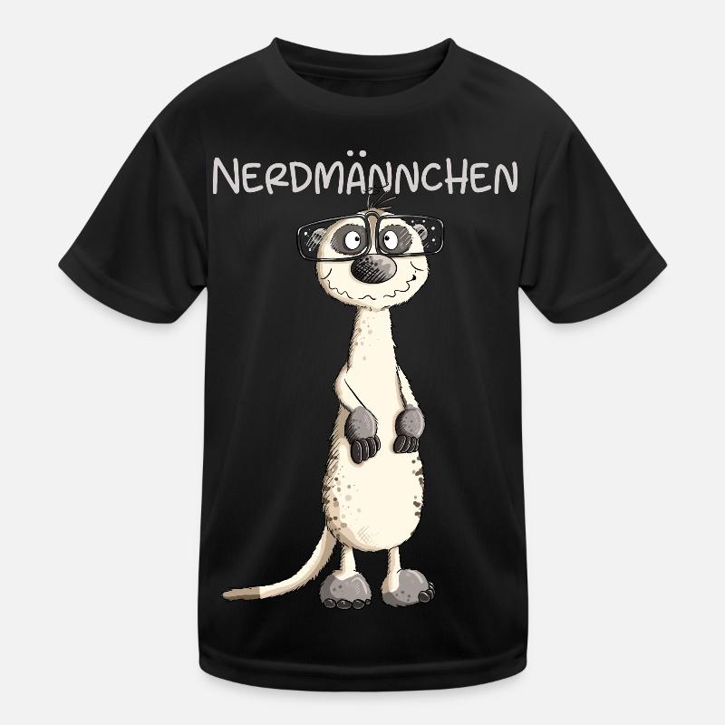 Lustiges Nerdmännchen Erdmännchen I Nerd Wortspiel - Kinder Funktions-T-Shirt - Schwarz