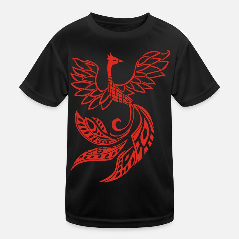 Roter Phönixvogel Kinder Funktions-T-Shirt