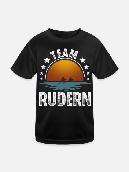 Rudern Ruderer Ruderboot Team - Kinder Funktions-T-Shirt - Schwarz - Vorne