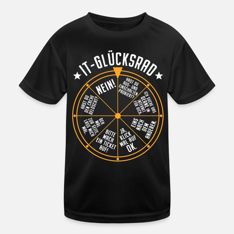 IT Support Glücksrad Service Desk IT Helpdesk Nerd - Kinder Funktions-T-Shirt - Schwarz