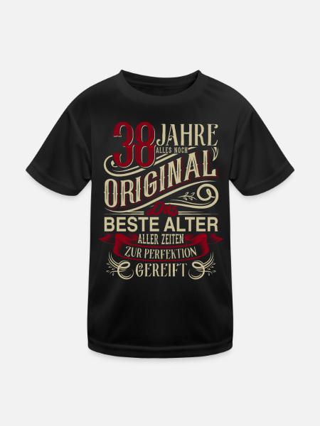 38. Geburtstag Vintage Retro - Kinder Funktions-T-Shirt - Schwarz