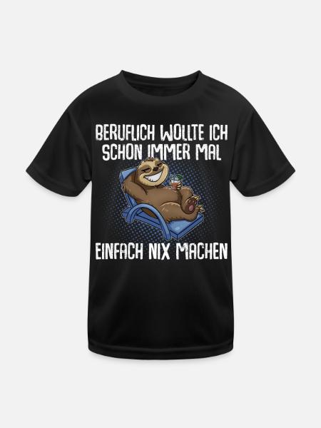 Faultier Beruf - Kinder Funktions-T-Shirt - Schwarz