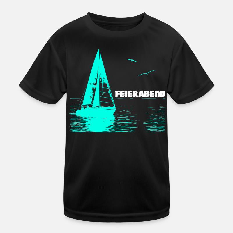 Feierabend Segelboot und 2 Möwen Kinder Funktions-T-Shirt