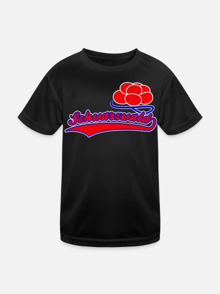 Schwarzwald Bollenhut Schwarzwälder - Kinder Funktions-T-Shirt - Schwarz - Vorne