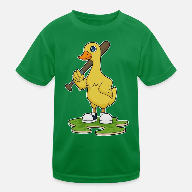 Duck Baseball Baseball Bat Kids Functional T-Shirt