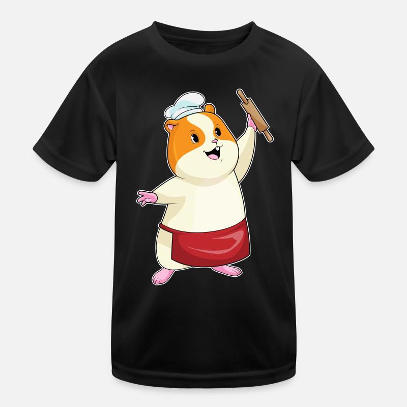Hamster as a baker with rolling pin Kids Functional T-Shirt