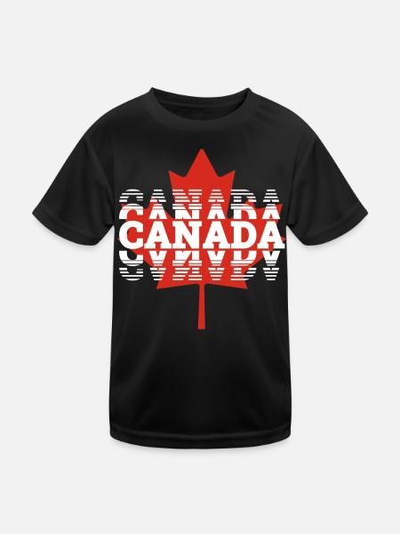 Kanada - Kinder Funktions-T-Shirt - Schwarz - Vorne