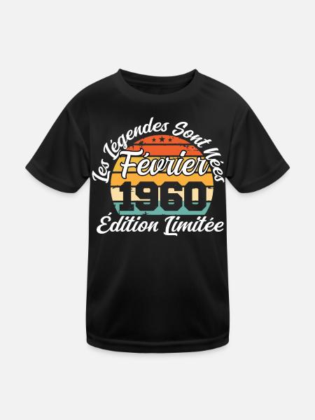 Les légendes sont nées en février 1960 - T-shirt sport Enfant - noir - Devant