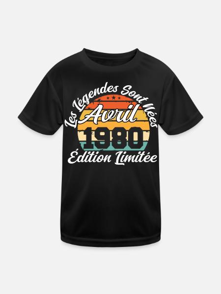 Les Légendes Sont Nées en Avril 1980 - T-shirt sport Enfant - noir - Devant