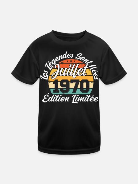 Les légendes sont nées en juillet 1970 - T-shirt sport Enfant - noir - Devant