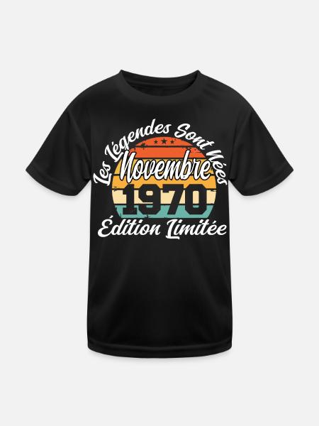 Les légendes sont nées en Novembre 1970 - T-shirt sport Enfant - noir - Devant