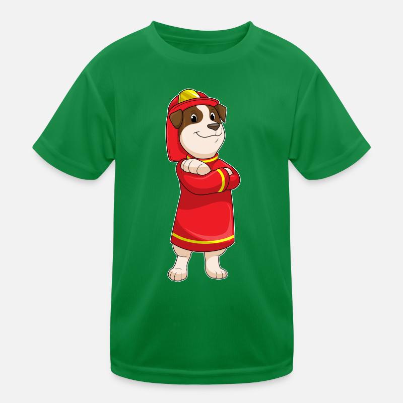 Dog Firefighter Fire Helmet Fire Brigade Kids Functional T-Shirt