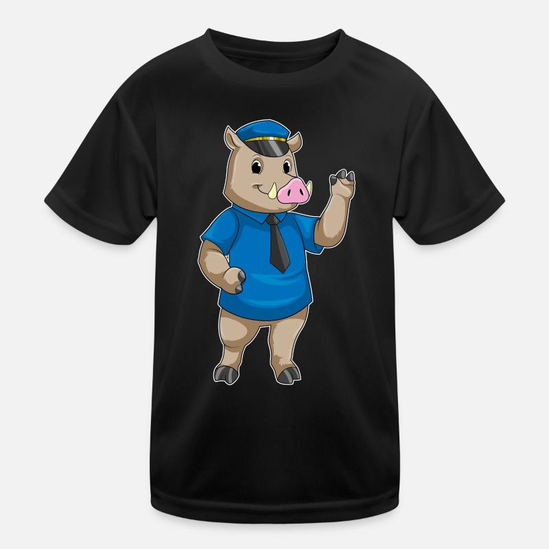 Eber Polizist Polizeimütze Polizei Kinder Funktions-T-Shirt
