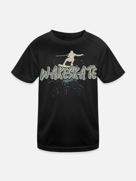 Wakeskate Wakeskating Wakeskater Wakeboard - Kinder Funktions-T-Shirt - Schwarz - Vorne