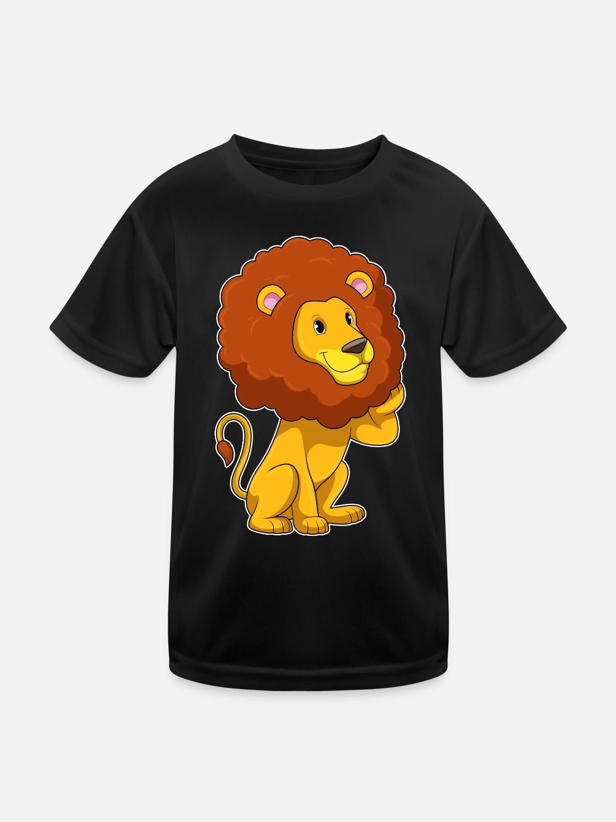 Löwe Afro Frisur - Kinder Funktions-T-Shirt - Schwarz - Vorne