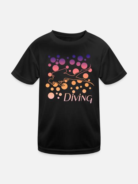 diving - Kinder Funktions-T-Shirt - Schwarz - Vorne