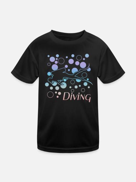 Diving - Kinder Funktions-T-Shirt - Schwarz - Vorne