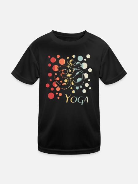 Yoga Namaste - Kinder Funktions-T-Shirt - Schwarz - Vorne