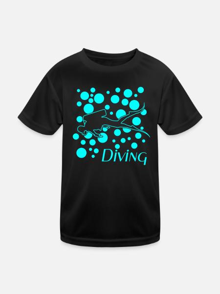 Diving tauchen - Kinder Funktions-T-Shirt - Schwarz - Vorne