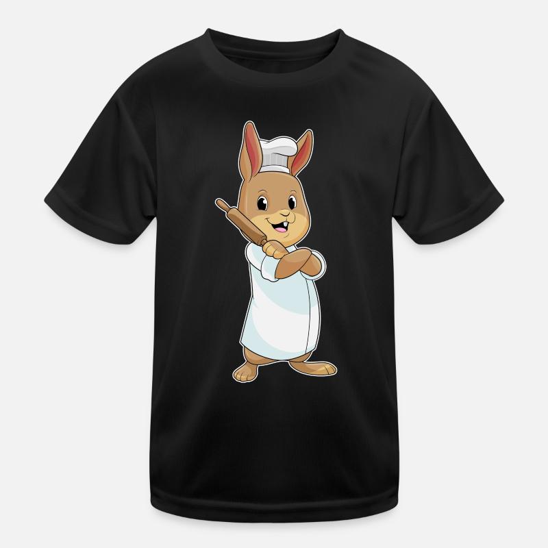 Rabbit as a baker with rolling pin Kids Functional T-Shirt