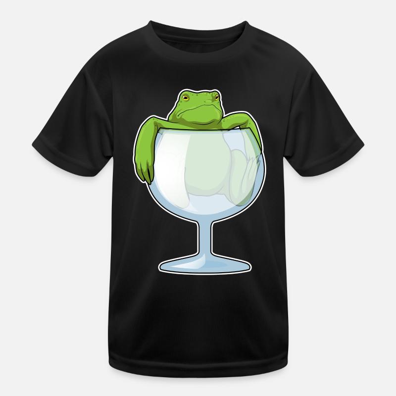 Frog Wine Glass Kids Functional T-Shirt