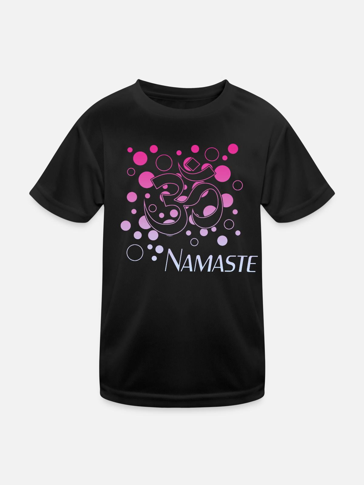 Namaste - Kinder Funktions-T-Shirt - Schwarz - Vorne