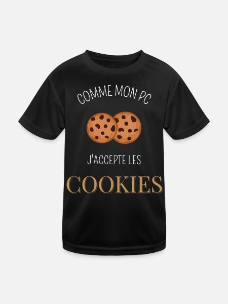 Comme mon pc j'accepte les cookies - T-shirt sport Enfant - noir - Devant