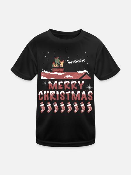 Frohes Fest zu Hause - Kinder Funktions-T-Shirt - Schwarz - Vorne