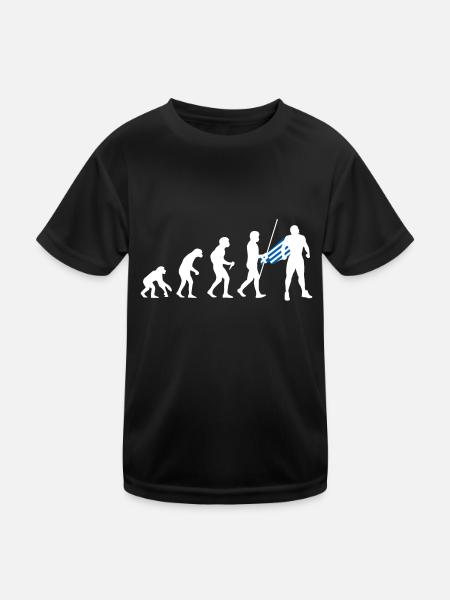 Grieche Evolution Superheld Griechische Flagge - Kinder Funktions-T-Shirt - Schwarz