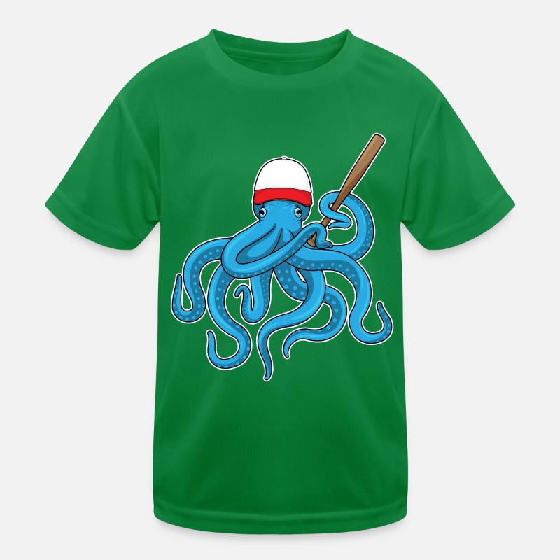 Octopus Baseball Baseball Bat Kids Functional T-Shirt