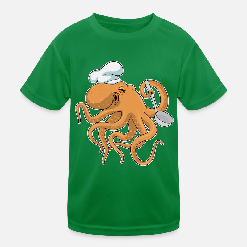 Krake Koch Kochlöffel Kochen Kinder Funktions-T-Shirt
