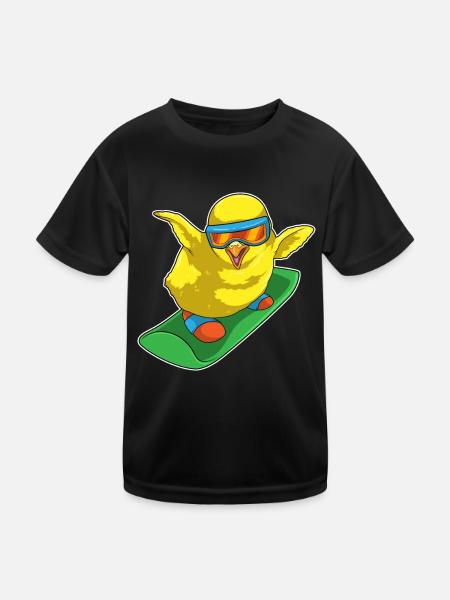 Chick Snowboarder Snowboard - T-shirt sport Enfant - noir - Devant