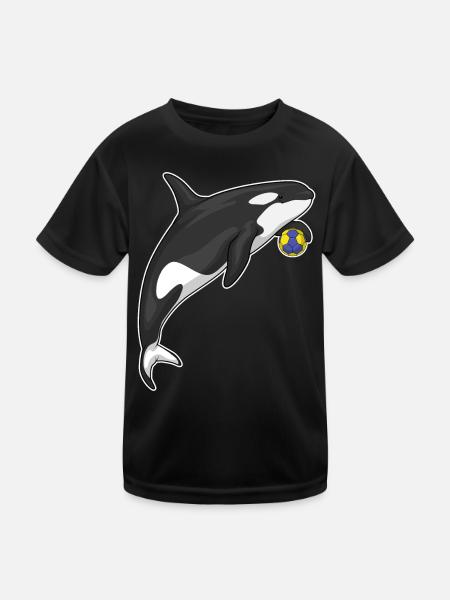 Schwertwal Handballspieler Handball - Kinder Funktions-T-Shirt - Schwarz