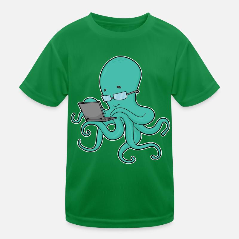 Krake Laptop Kinder Funktions-T-Shirt