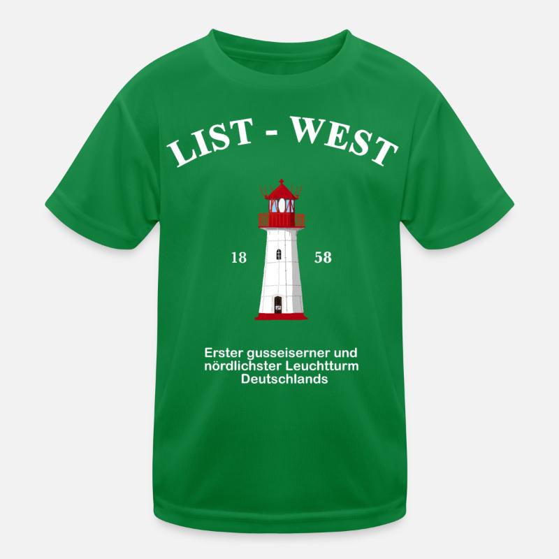 Leuchtturm List-West, Zeichnung mit Information Kinder Funktions-T-Shirt