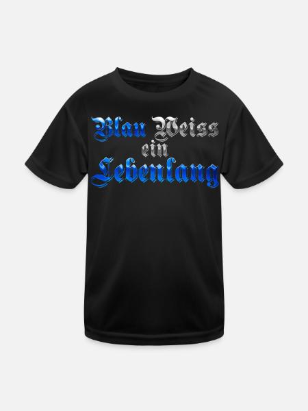 Blau Weiss ein Lebenlang - Kinder Funktions-T-Shirt - Schwarz - Vorne