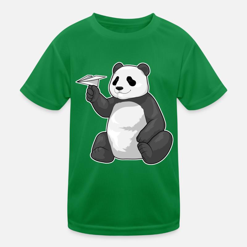 Panda Papierflieger Kinder Funktions-T-Shirt
