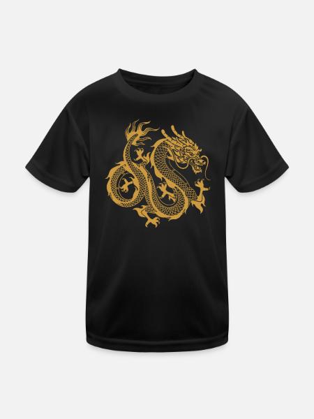 Chinese dragon - Kids Functional T-Shirt - black