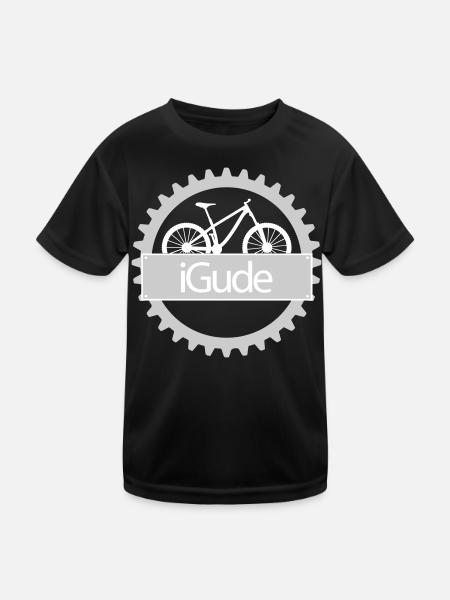 iGude Zahnrad MTB hell - Kinder Funktions-T-Shirt - Schwarz