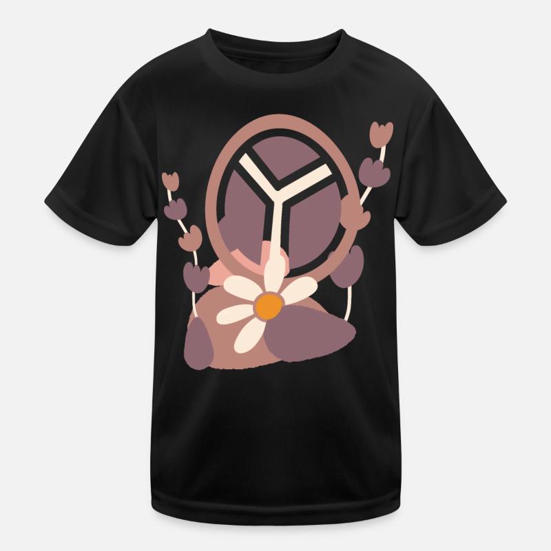 Friedenszeichen mit Blume Kinder Funktions-T-Shirt