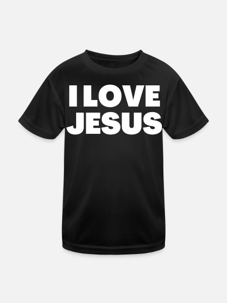 J’aime Jésus - Citations chrétiennes - T-shirt sport Enfant - noir - Devant