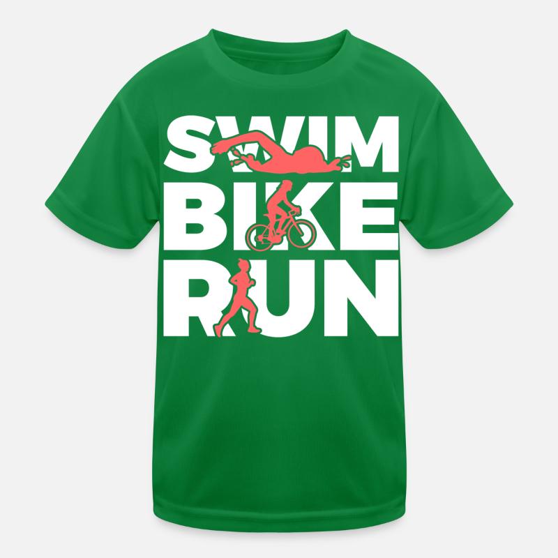 Swimming Cycling Running Repeating Kids Functional T-Shirt
