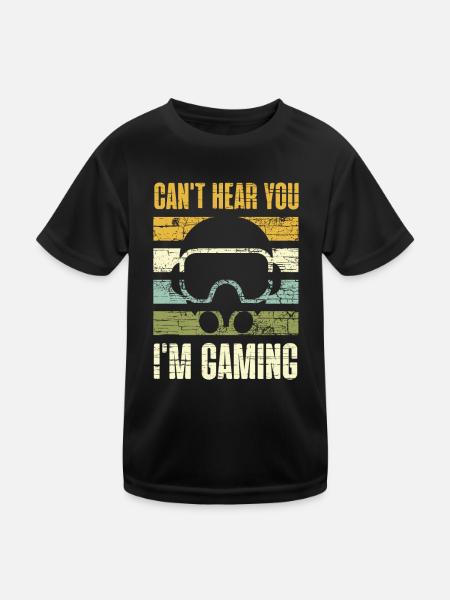 Ich kann dich nicht hören, ich spiele. - Kinder Funktions-T-Shirt - Schwarz - Vorne