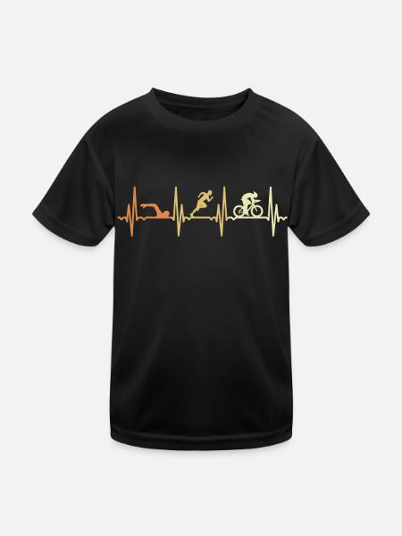 Triathlon Herzlinie - Kinder Funktions-T-Shirt - Schwarz