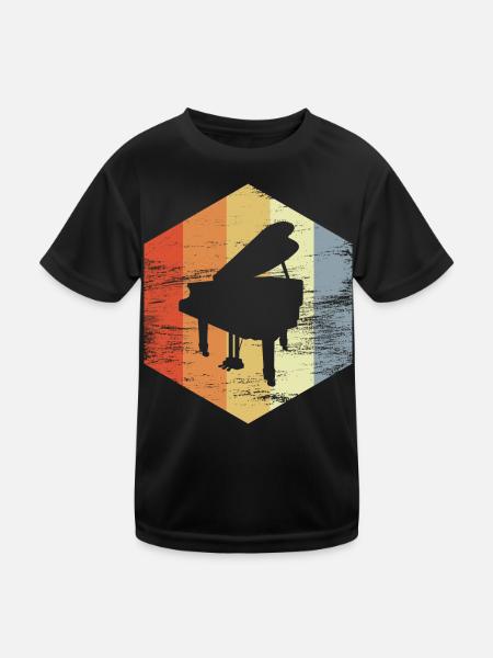 Piano à queue vintage - T-shirt sport Enfant - noir - Devant