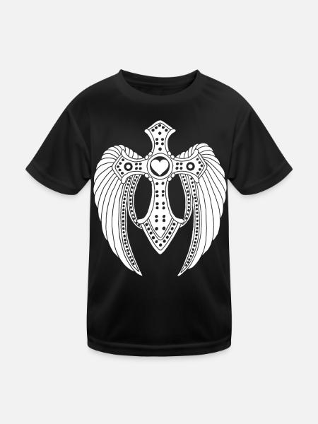 weißer gefallener Engel - Kinder Funktions-T-Shirt - Schwarz - Vorne
