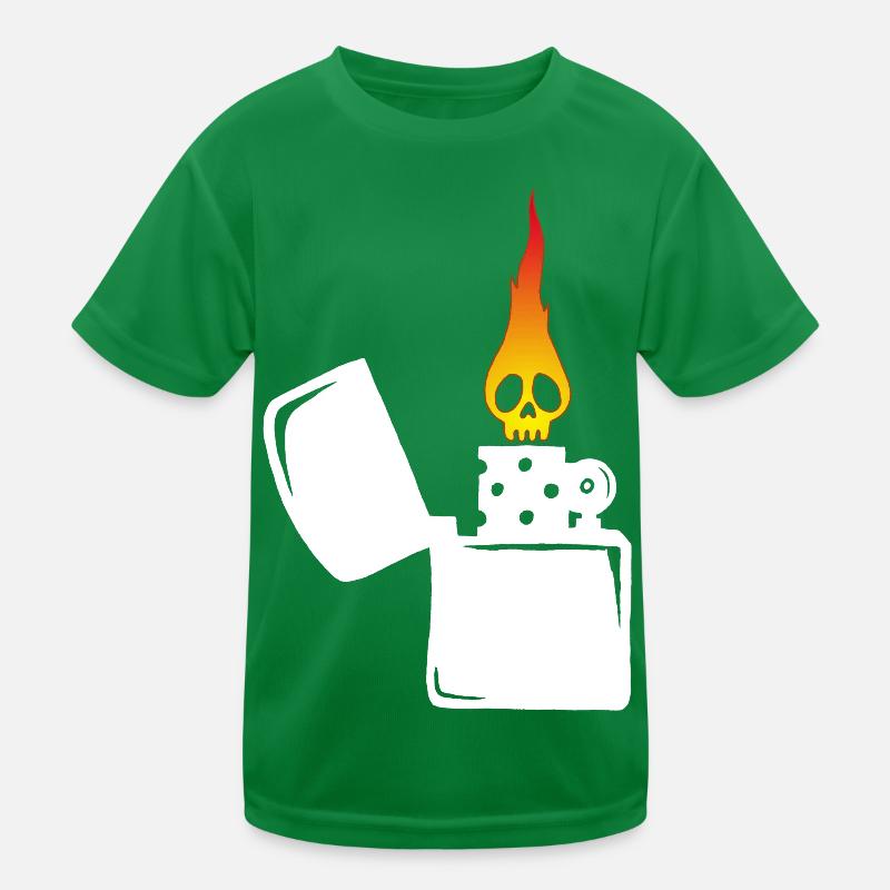 flaming skull and white lighter Kids Functional T-Shirt