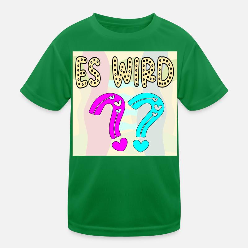 BABYSPRÜCHE - ES WIRD EIN MÄDCHEN ODER JUNGE FRAGE Kinder Funktions-T-Shirt