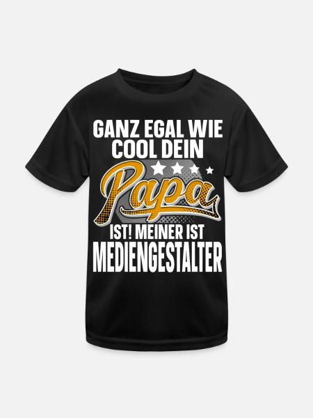 Mediengestalter Papa Vater Vatertag Cooler Papa - Kinder Funktions-T-Shirt - Schwarz - Vorne