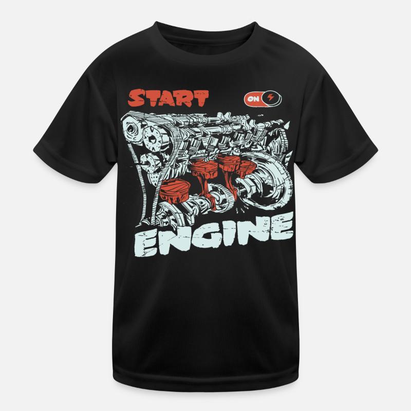Starte den Motor - Kinder Funktions-T-Shirt - Schwarz
